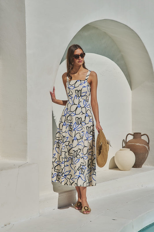 Steff Open Back Midi Dress Tercy Floral