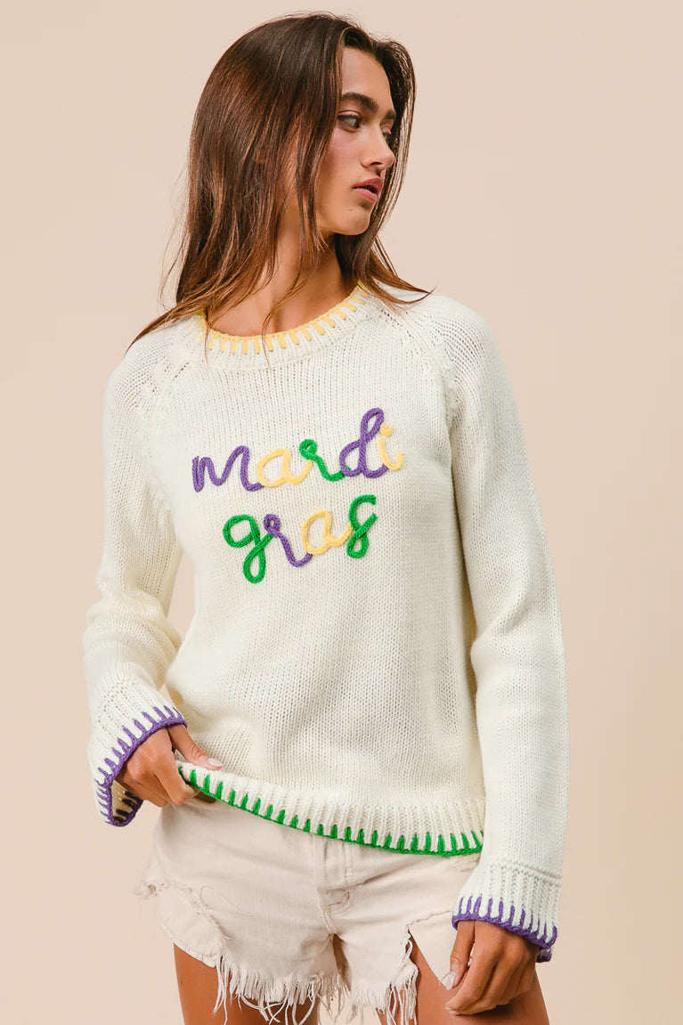 Mardi Gras Lettering Sweater