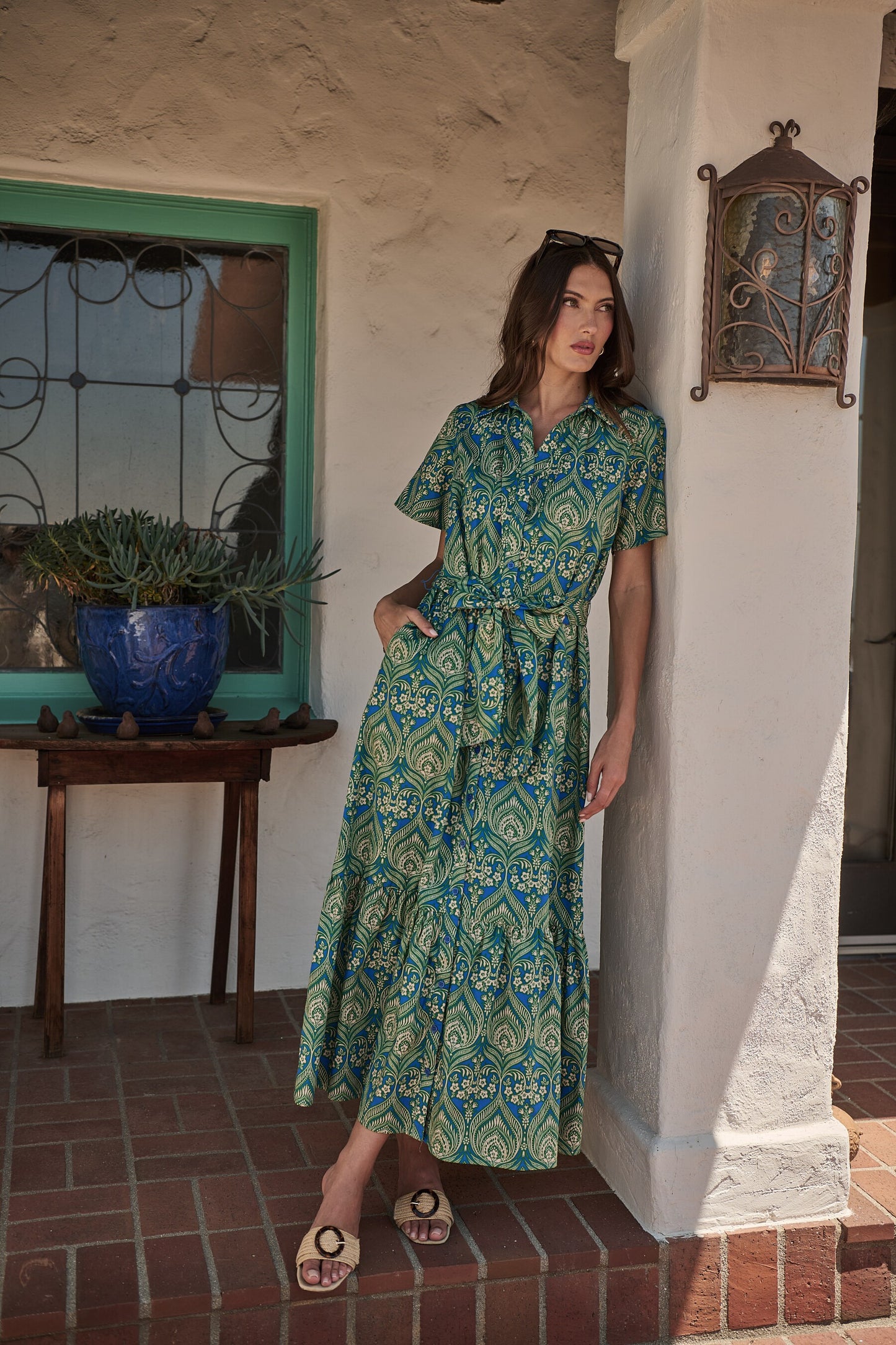 Nyra Paisley Valery Button Down Maxi Dress