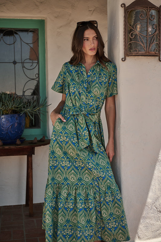 Nyra Paisley Valery Button Down Maxi Dress