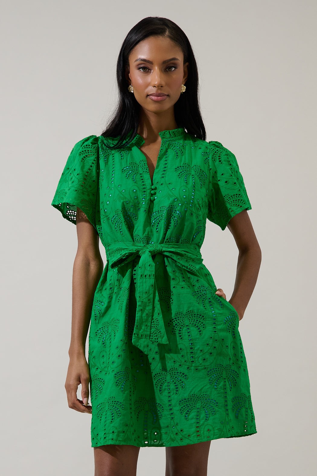 Palms Eyelet Ema Shift Mini Dress