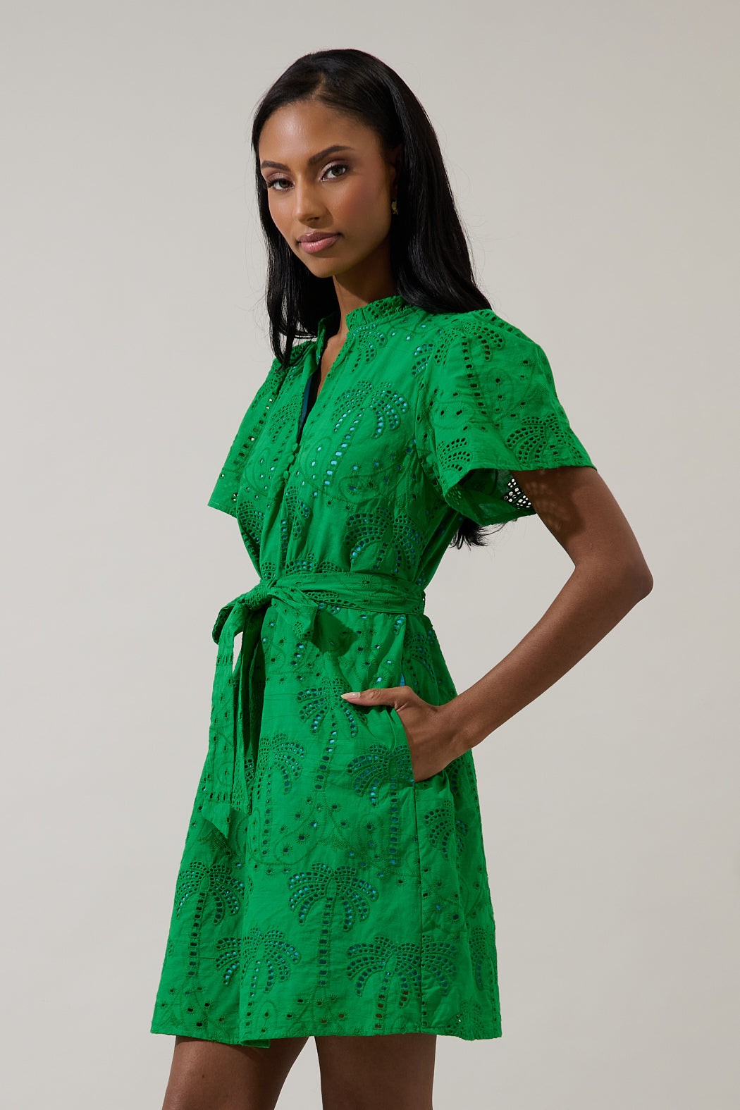 Palms Eyelet Ema Shift Mini Dress