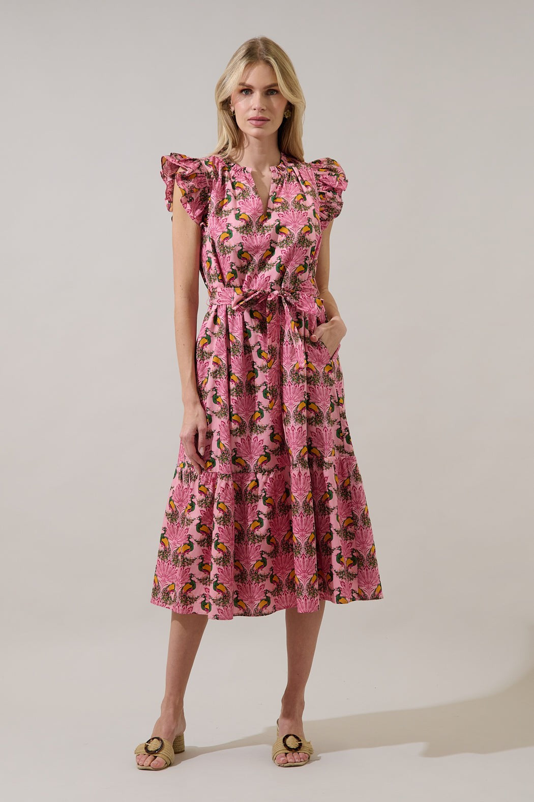 Peacock Bay Sita Ruffle Midi Dress