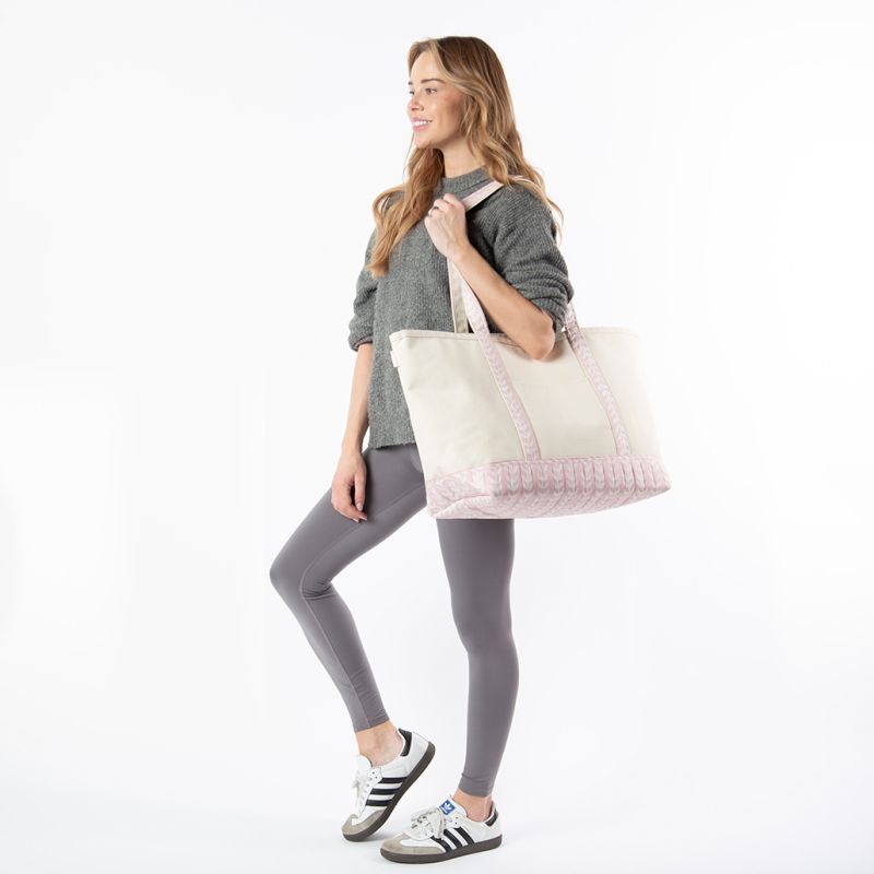 Pink Block Print Large Tote