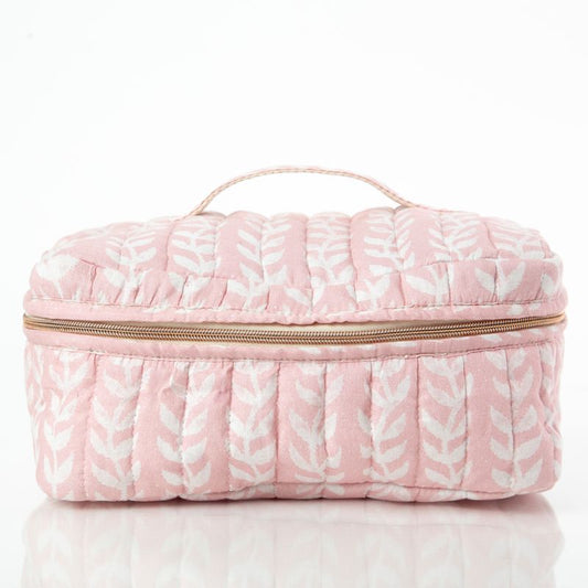 Pink Block Print Train Case