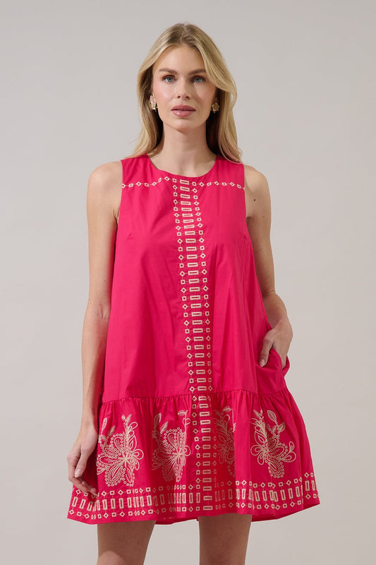 Kercy Embroidered Sleeveless Mini Dress