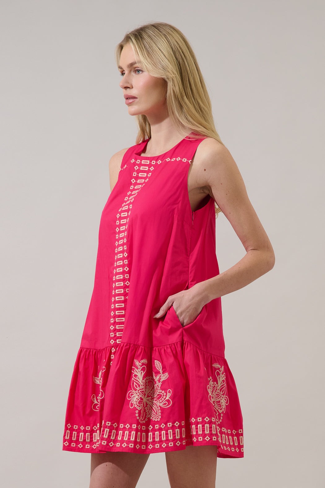 Kercy Embroidered Sleeveless Mini Dress