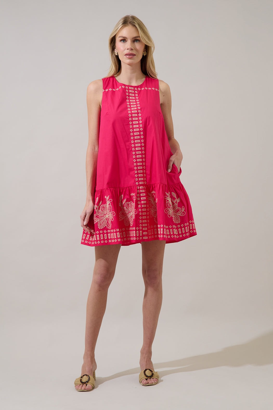 Kercy Embroidered Sleeveless Mini Dress