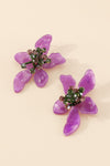 Elegant Acrylic Purple Flower Earrings