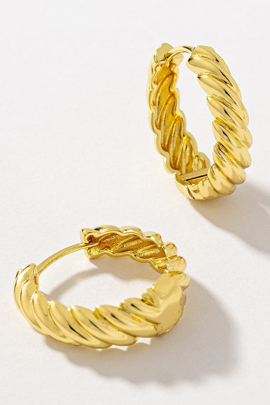 Brass Textured Hinge Hoop Earrings