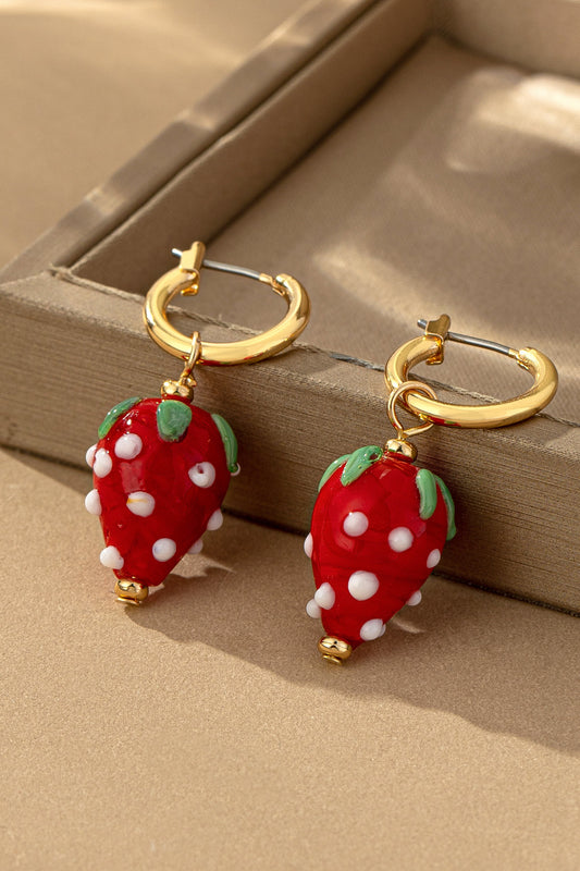 Strawberry Huggie Hoop Earrings