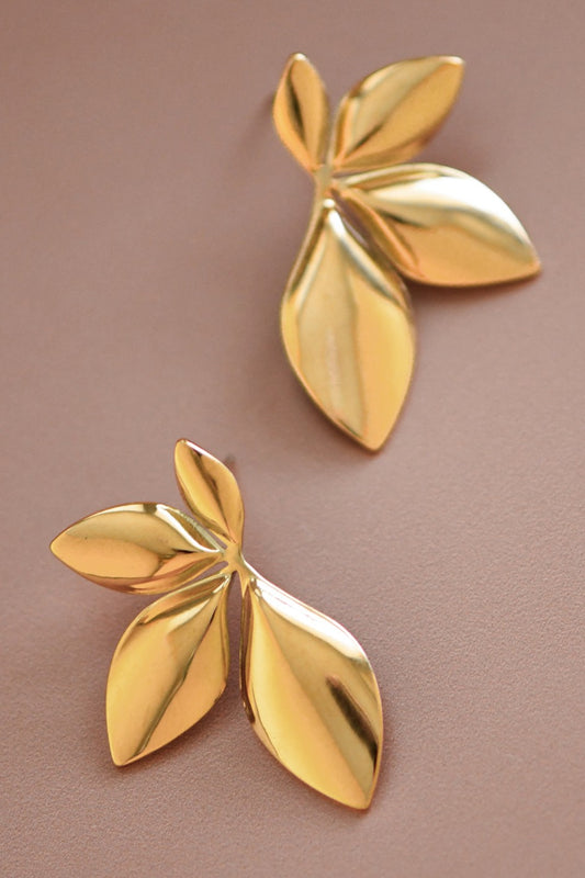 Gold Flower Petal Earrings
