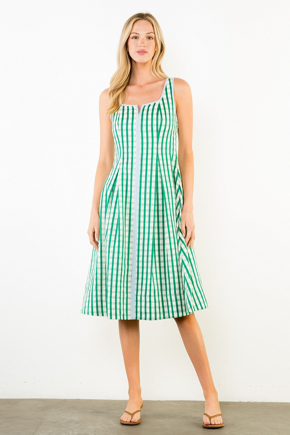 Thin Strap Gingham Pattern Dress