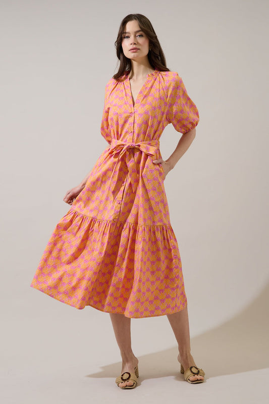 Drift Floral Wynette Tiered Midi Dress