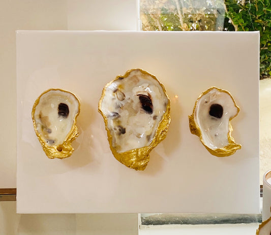Three Oysters on a 9x12 Canvas