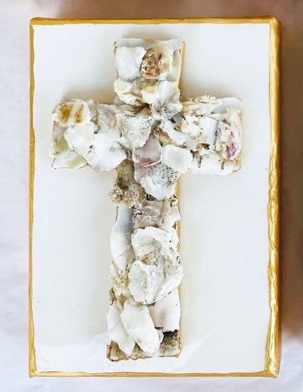 Crushed Oyster Cross on 5x7 Canvas