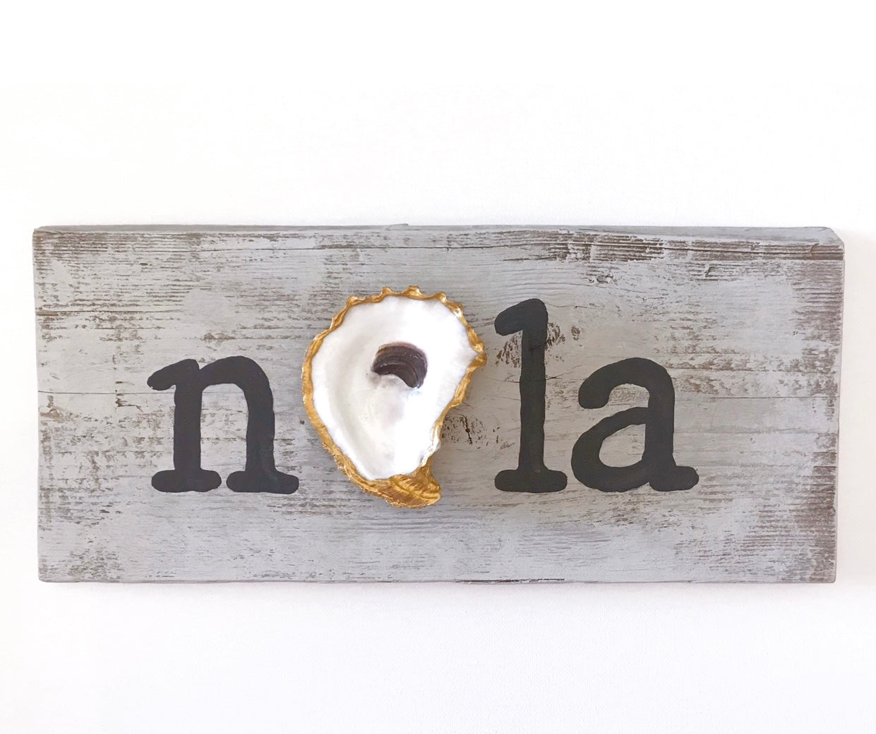 NOLA Sign with Gold Trim Oyster