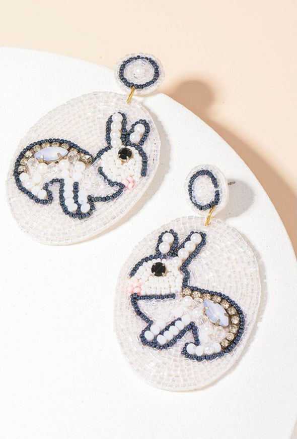 Beaded Bunny Earrings