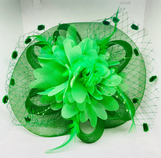 Green Fascinator with Feathers