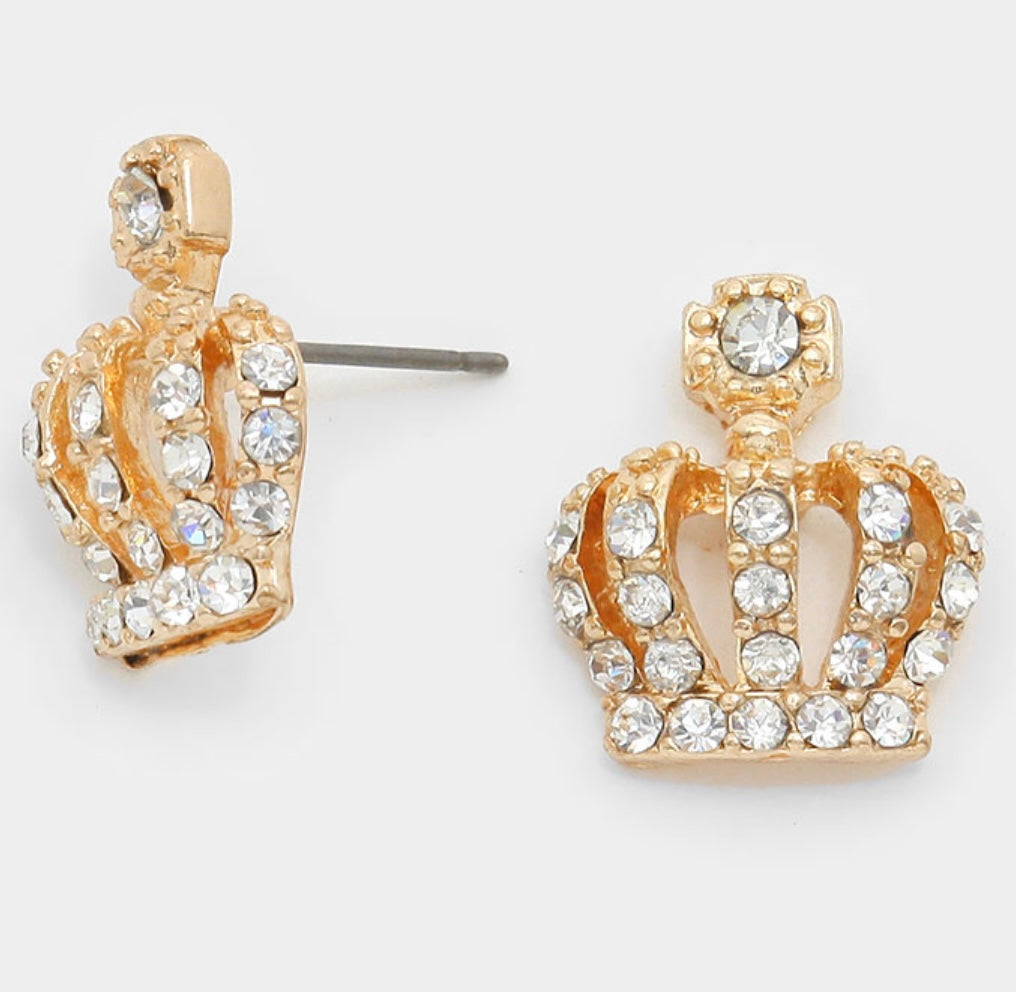 Crystal Crown Stud Earrings