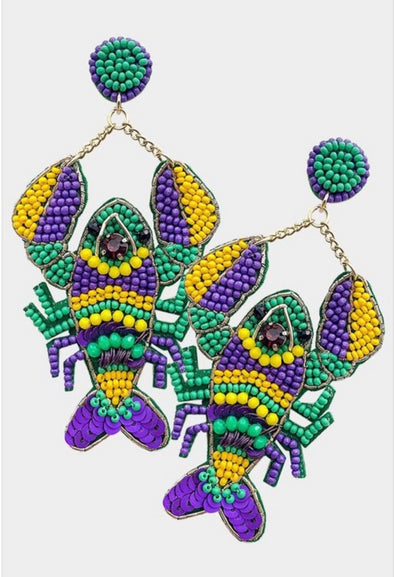 Mardi Gras Crawfish Earrings