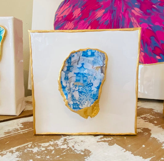 Blue Oriented Leopard Decoupage Oyster