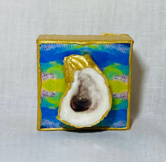 Bright Blue & Yellow Pattern with Oyster