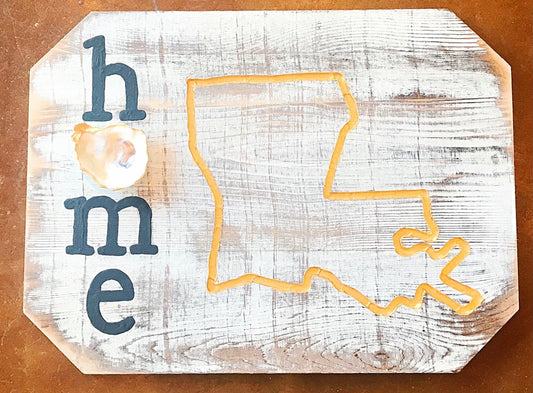 Home Sign with Louisiana Engraved in Gold