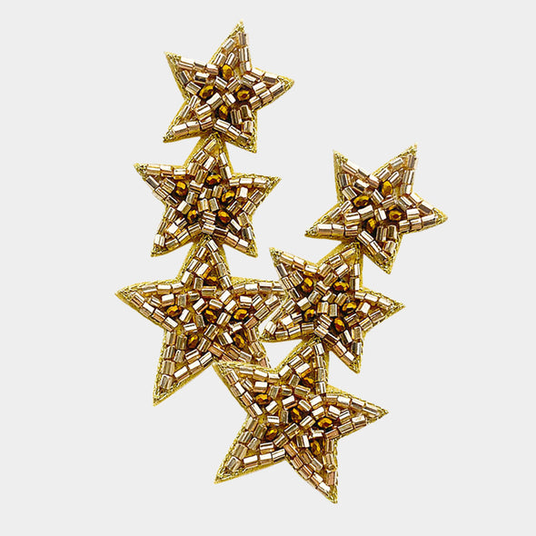 Gold Stars Beaded Earrings
