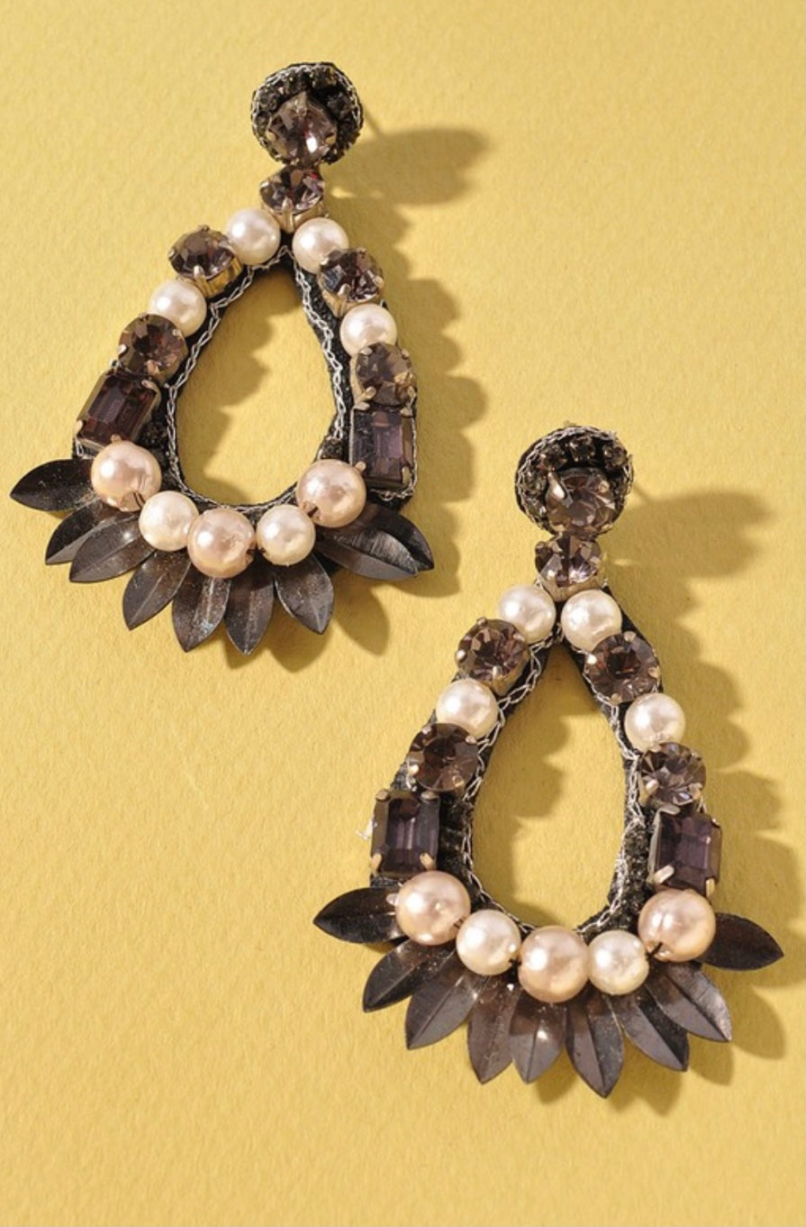 Pearl & Beaded Teardrop Earrings