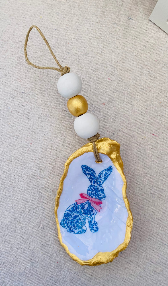 Blue Bunny Oyster Ornament