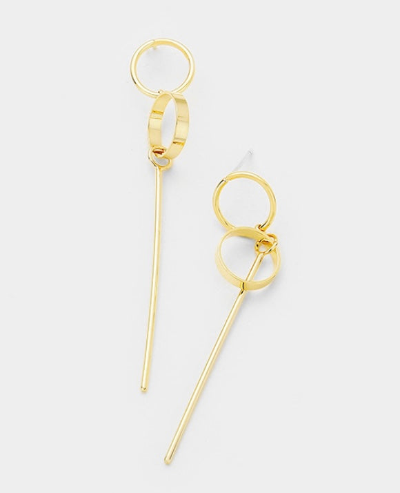 Gold Dipped Metal Bar Link Earrings