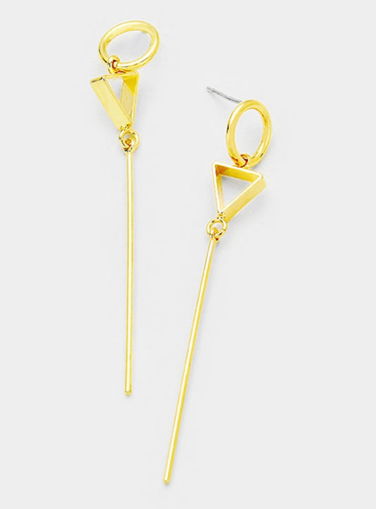 Gold Dipped Geometric Metal Bar Link Earrings