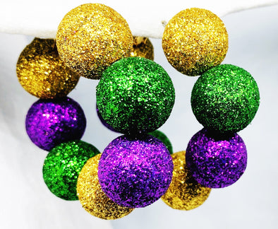 Mardi Gras Large Glitter Ball Earrings