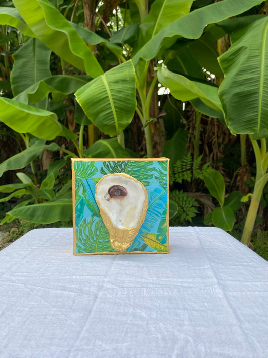 Tropical Leaf Canvas with Oyster