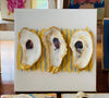 Duckegg Blue & Gold Painted Canvas with Oysters