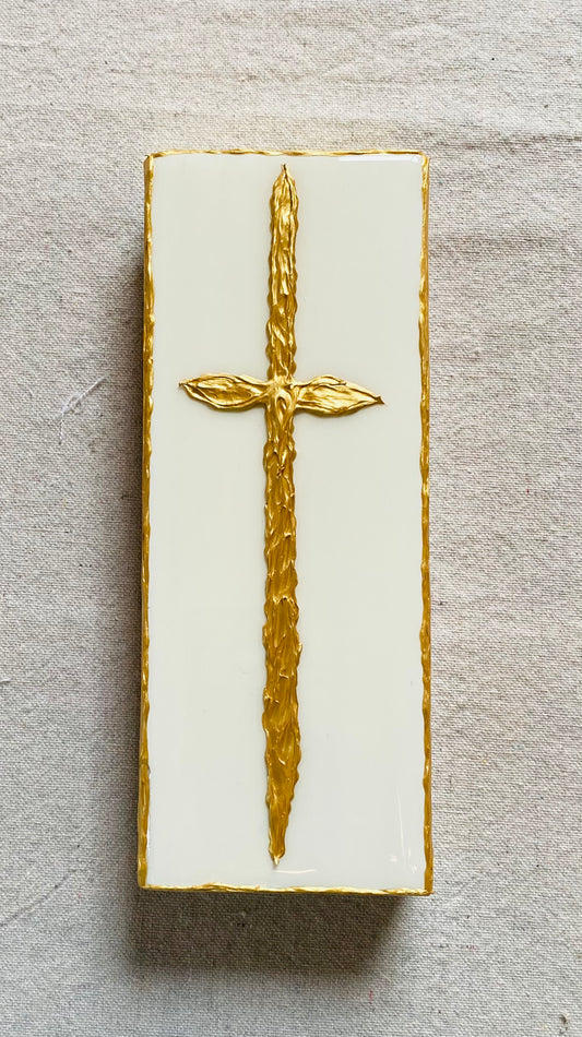 Gold Cross on Wood