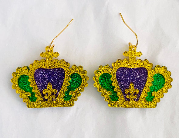 Mardi Crown Resin Crown Earrings