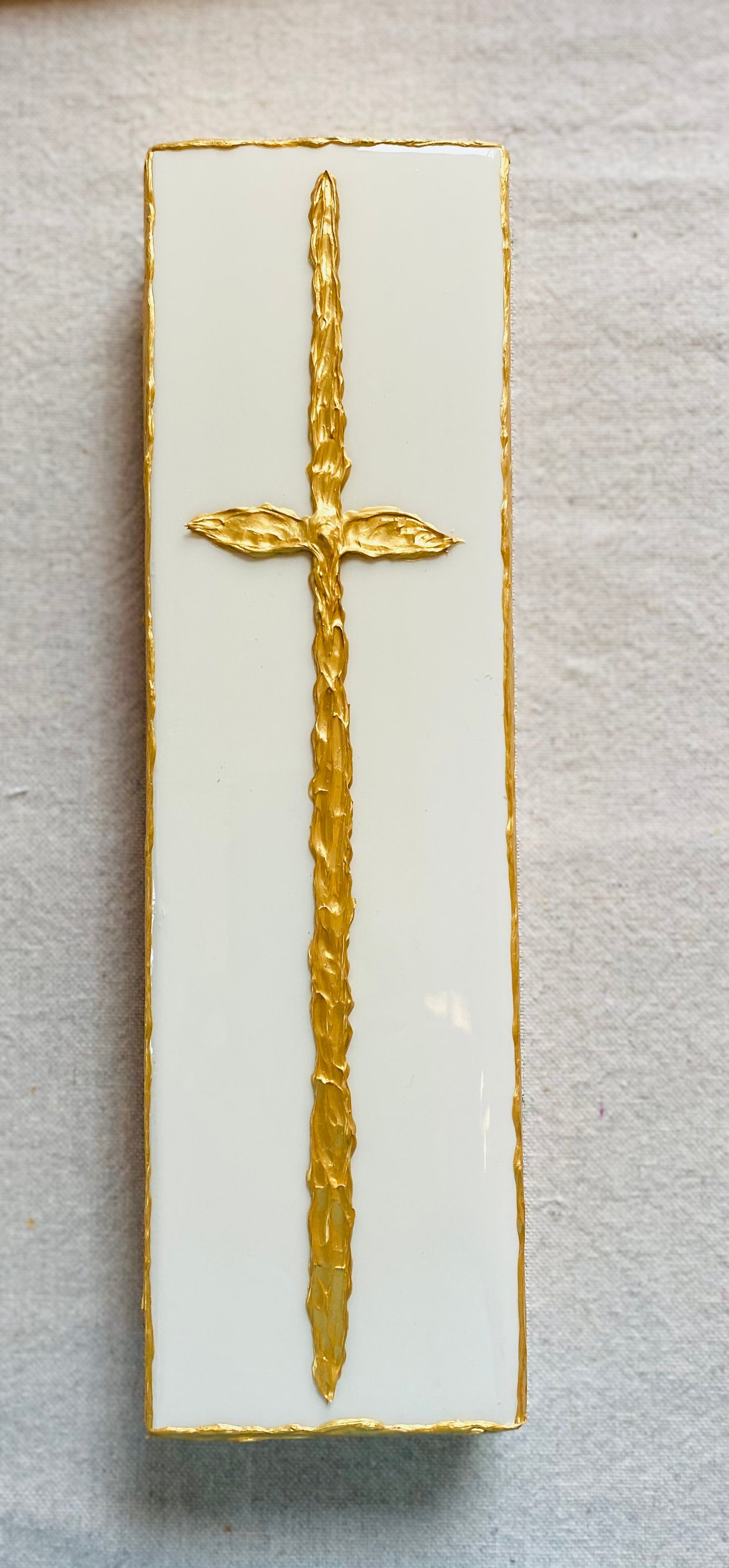 Gold Cross on Wood