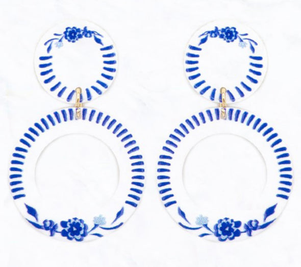 Printed Ring Dangle Earrings