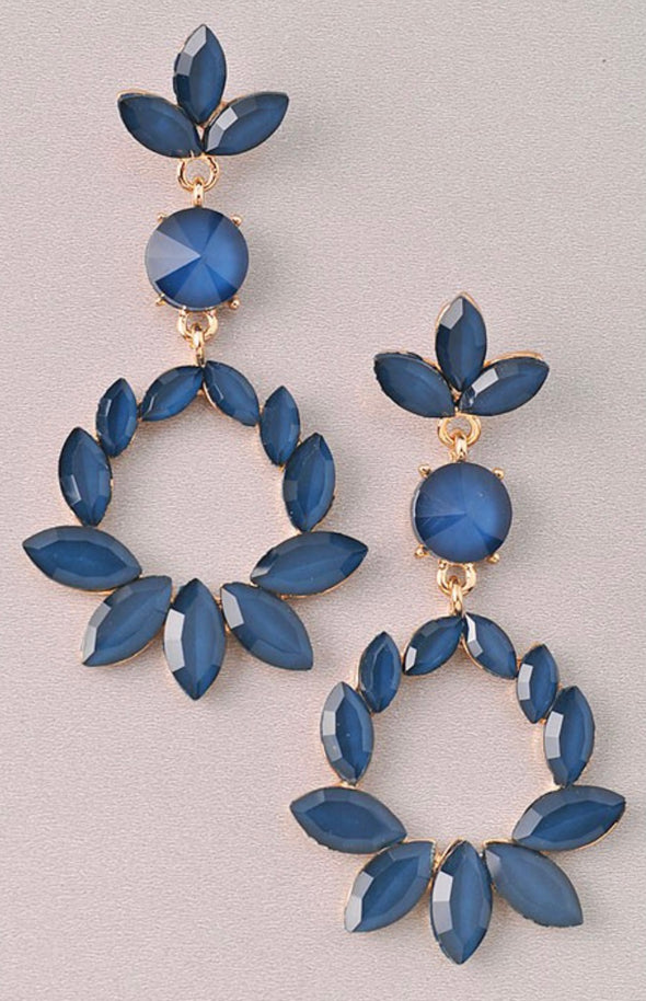 Blue Crystal Circle Earrings